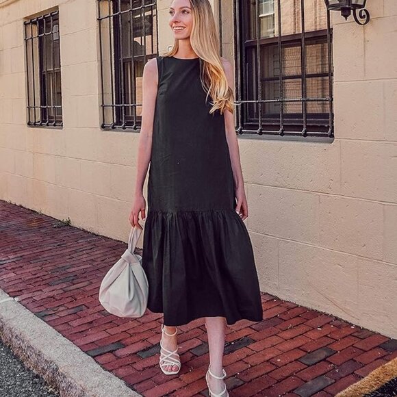 The Drop Dresses & Skirts - The Drop Ilana Loose Sleeveless Wide-Hem Poplin Dress Size Large